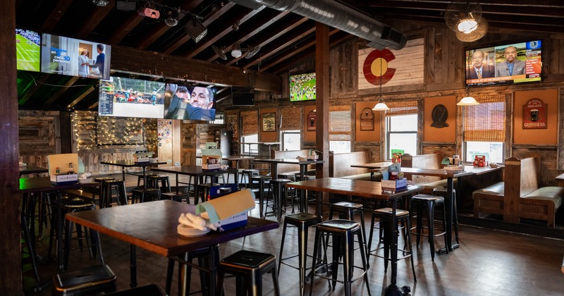 Interior, high tables and chairs