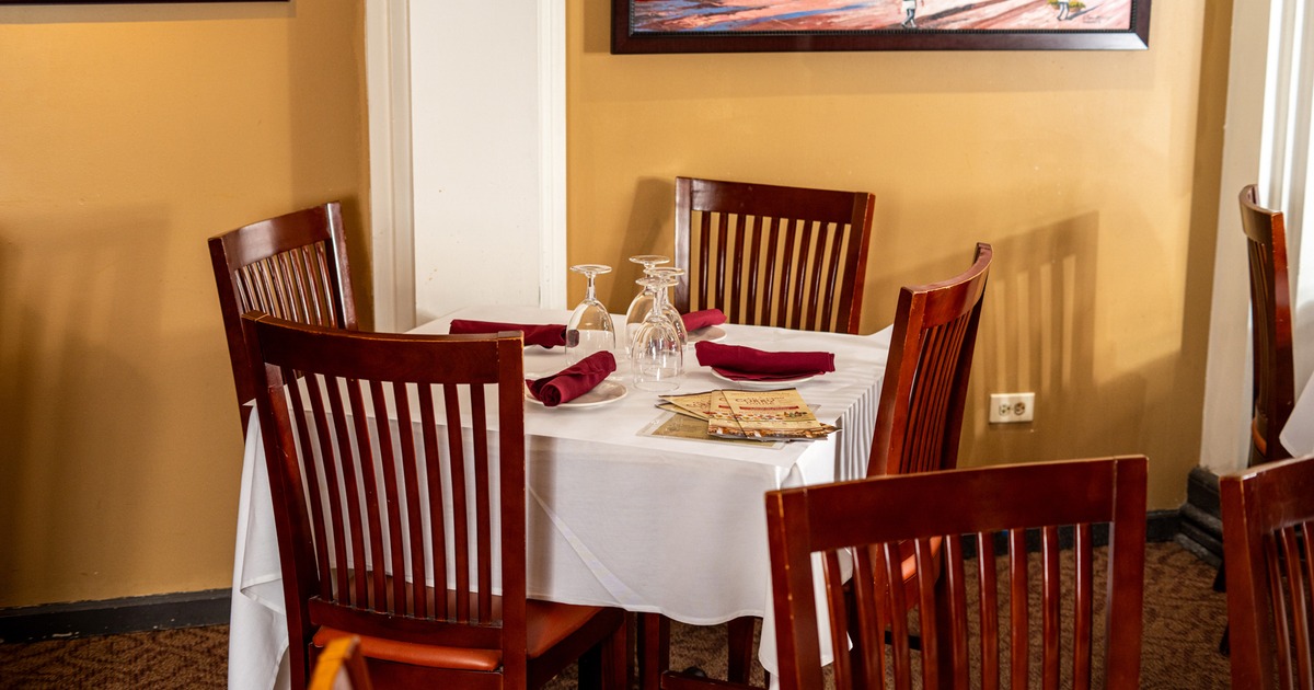 Interior, diner table set up for 4