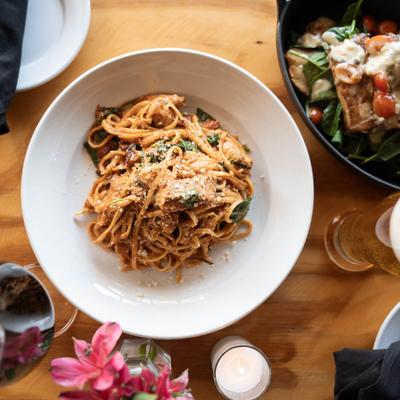 Salmon ala vodka, top view.