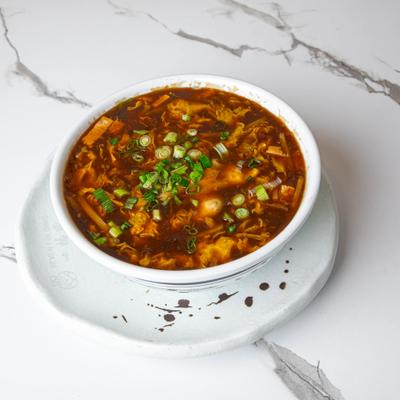 Bowl of hot and sour soup.