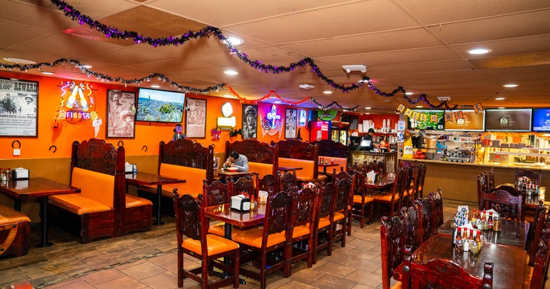 Interior, dining area, booth tables