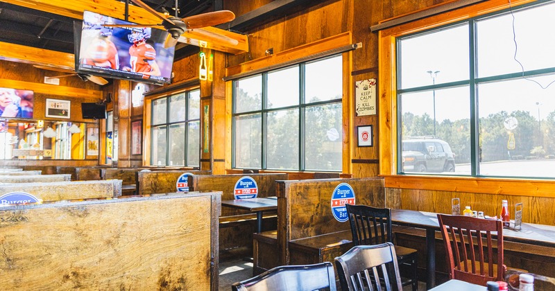 Restaurant interior, seating area