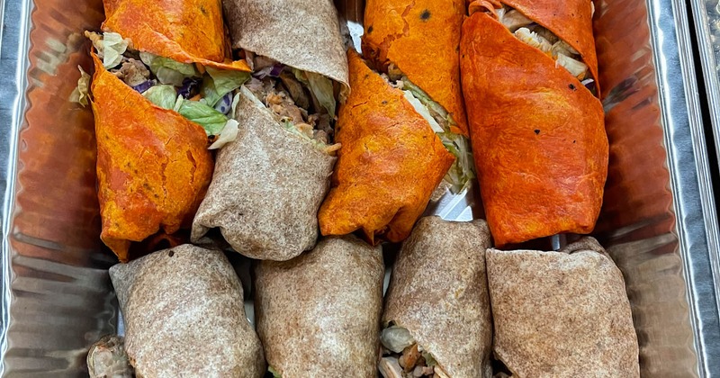 Various wraps served, top view