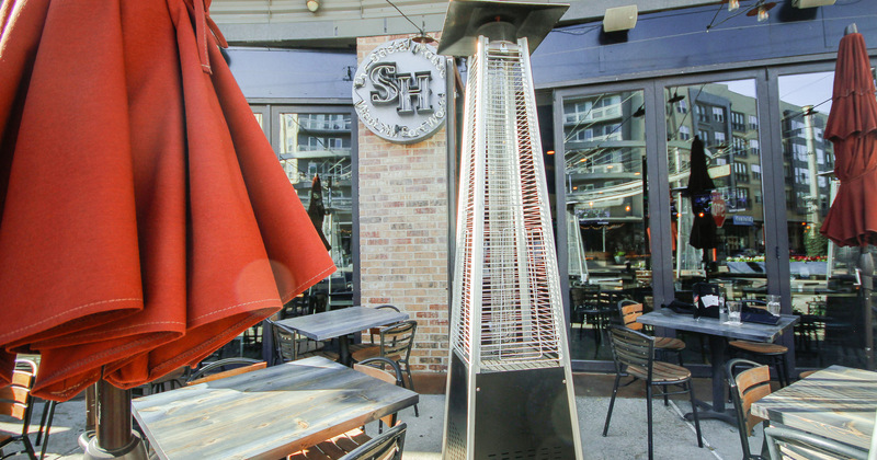 Exterior, heater in patio area