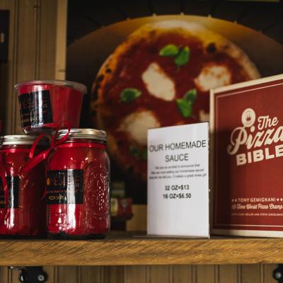 Jars of homemade sauce.