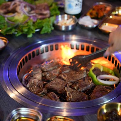 Beef short ribs on the grill