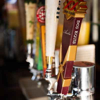 Assorted beer taps.