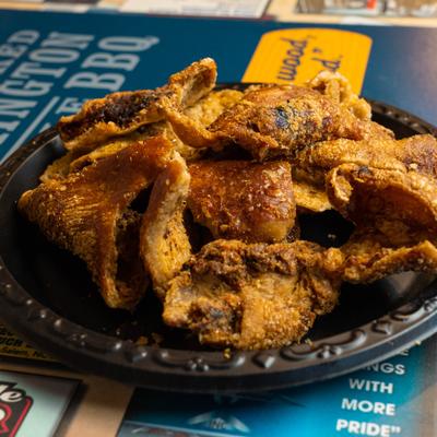 Crunchy fried pork skins.