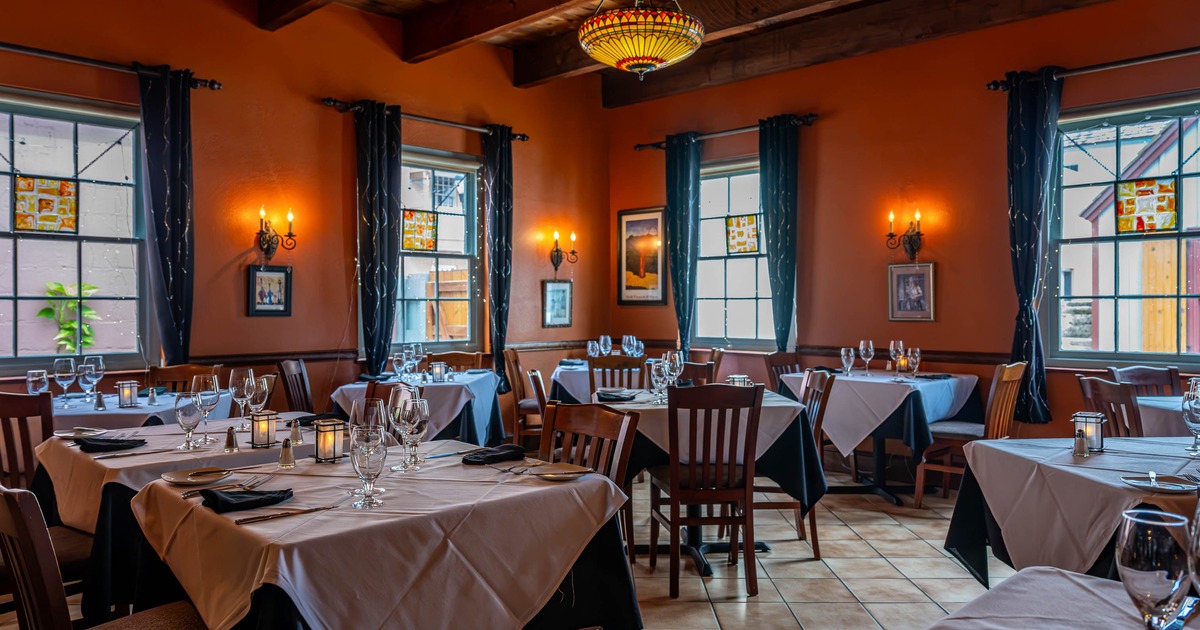 Interior, dining area with tables and chairs