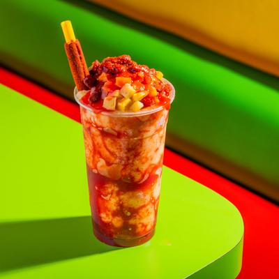 A cup of mango agua fresca.