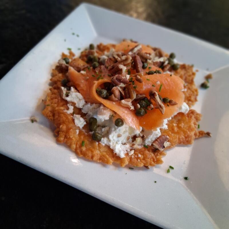 menu item 71 of 102, Parmesan Cheese Pancake w/ Salmon Lox