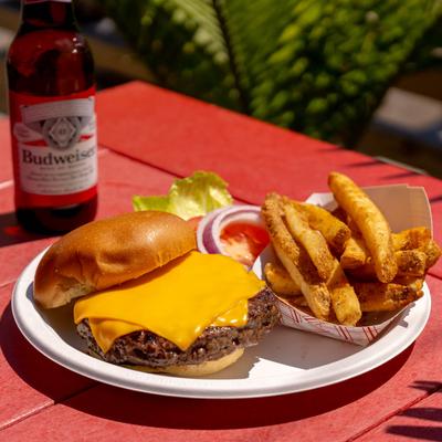 Cheeseburger and fries.
