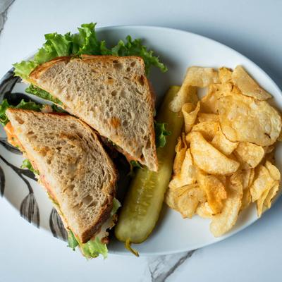 The BLT sandwich, top view.