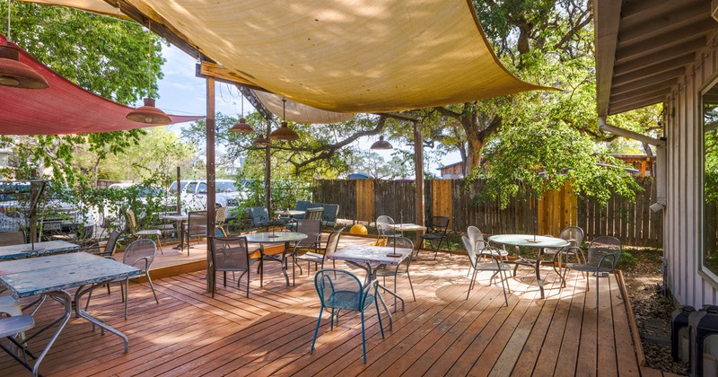 Exterior, patio, tables and seating