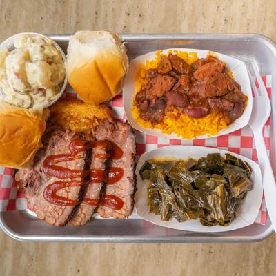 California Tri Tip Steak with sides.