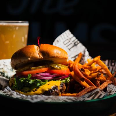 Cheeseburger and fries.