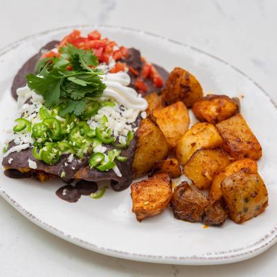 Breakfast Enchiladas with roasted potatoes