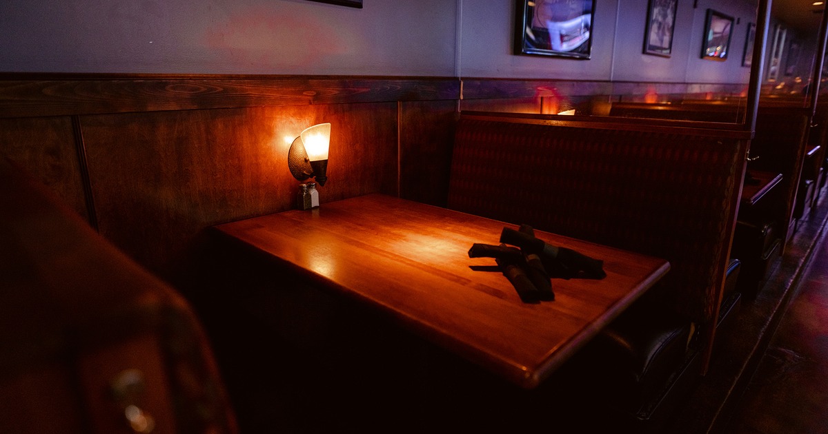 Interior, dining booth ready for guests