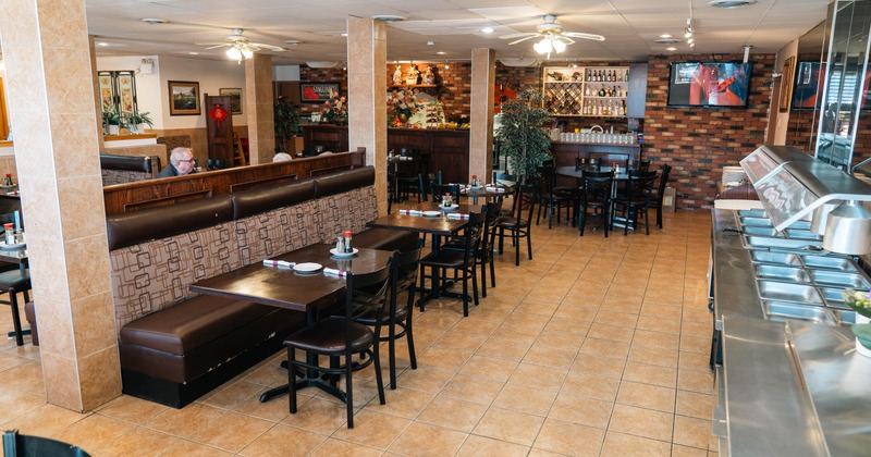 Interior, tables ready for guests
