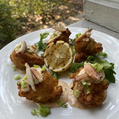 A served meal on display outside in daylight.