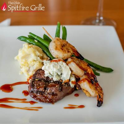 Surf and turf with green beans.