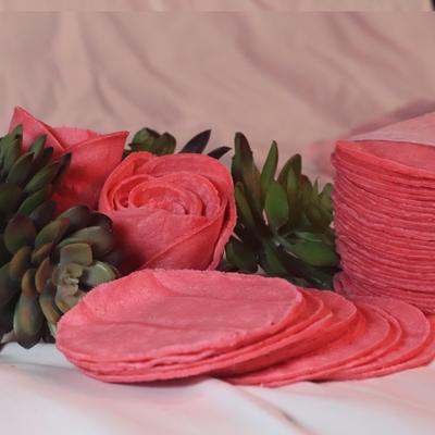 Pink Tortillas with Ornate Background.