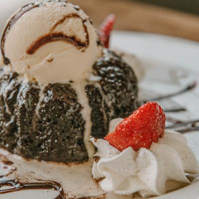 Chocolate cake, close view.