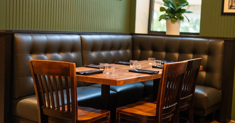 Interior, table ready for guests