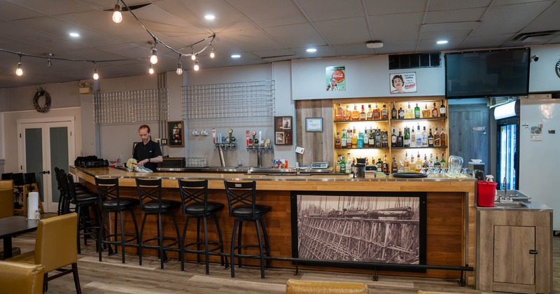 Interior, a bar with bar stools