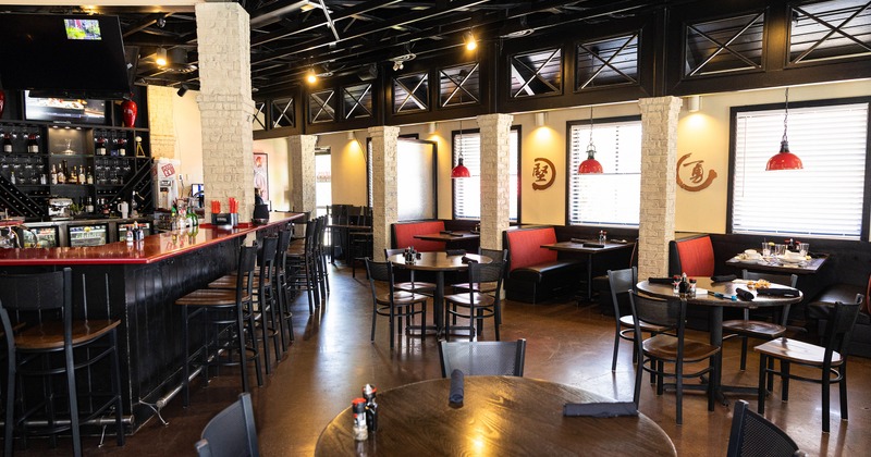 Spacious and cozy interior dining area and bar