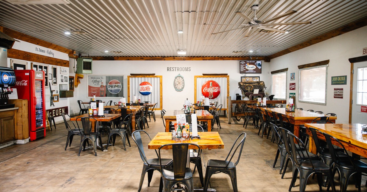 Interior seating area with chairs and tables
