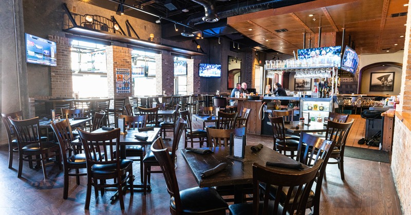 Interior, seating and a bar