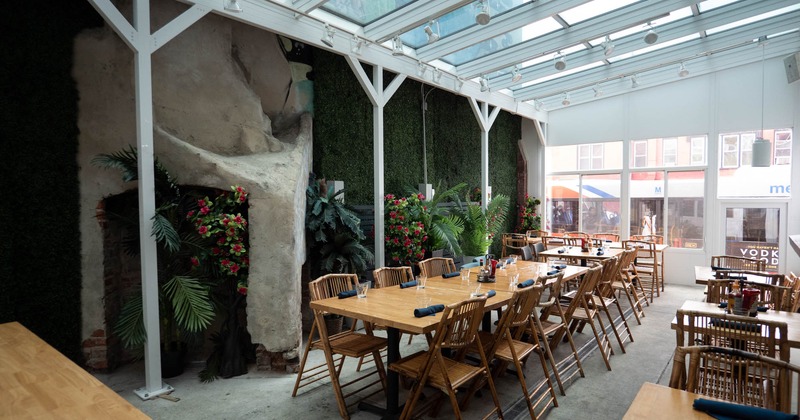 Interior, dining area seating and tables