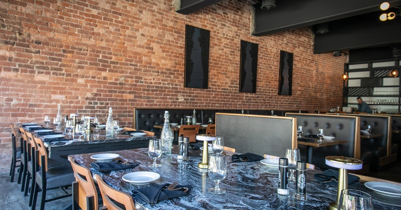 Interior space, dining area with set tables