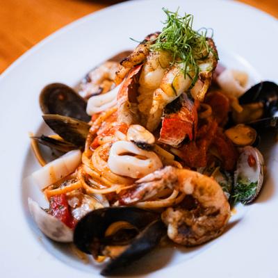 Mixed seafood pasta.