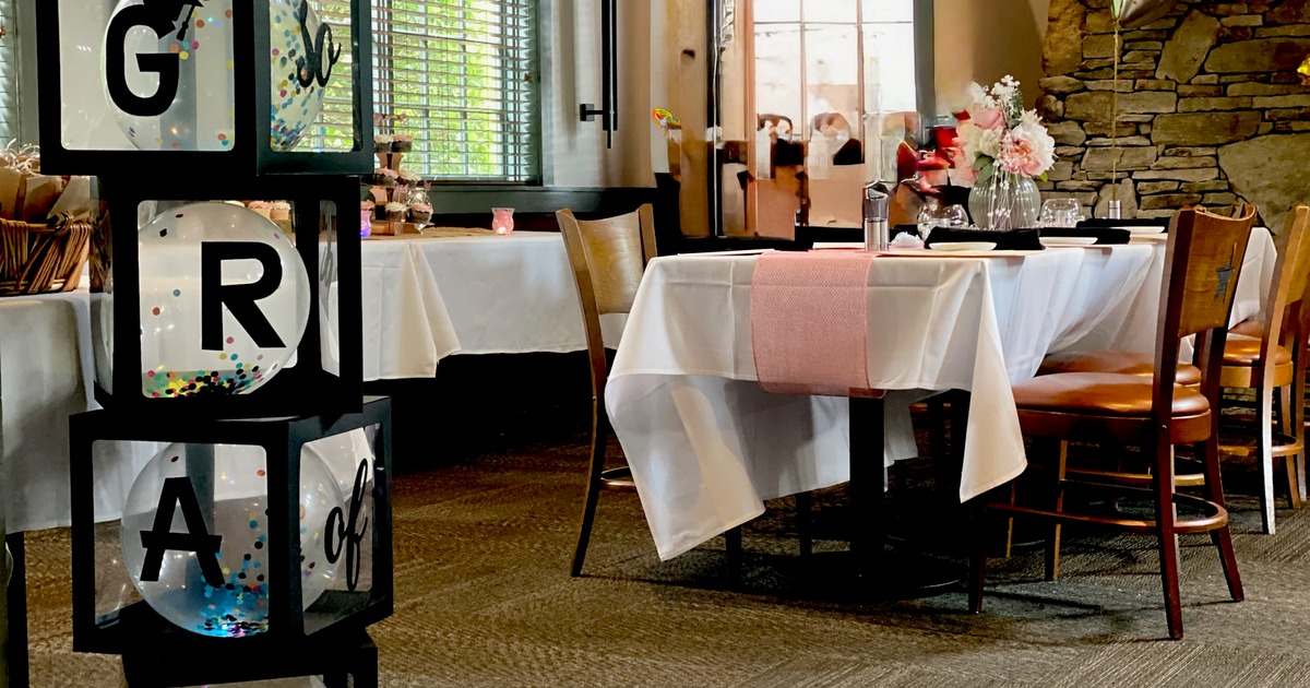 Dining tables, fully set