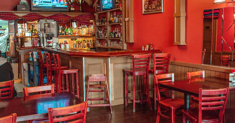 Interior, seating area and bar