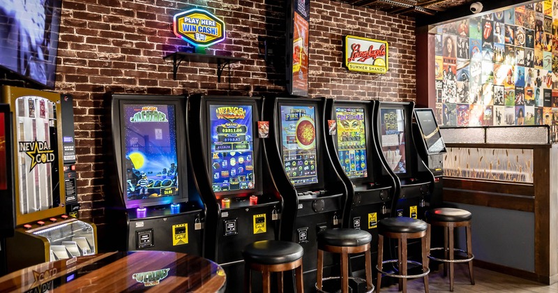 Interior, gambling machines near wall