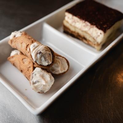 Cannoli and tiramisu.