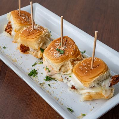 Chicken Vodka Parmigiana Sliders.