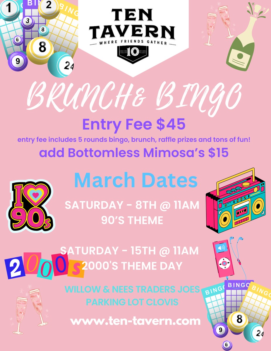 90’s Brunch & Bingo at Ten Tavern! ✨🛼 event photo