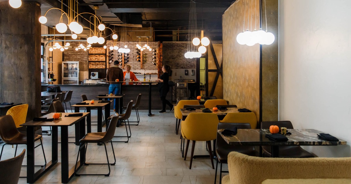 Seating area with bar