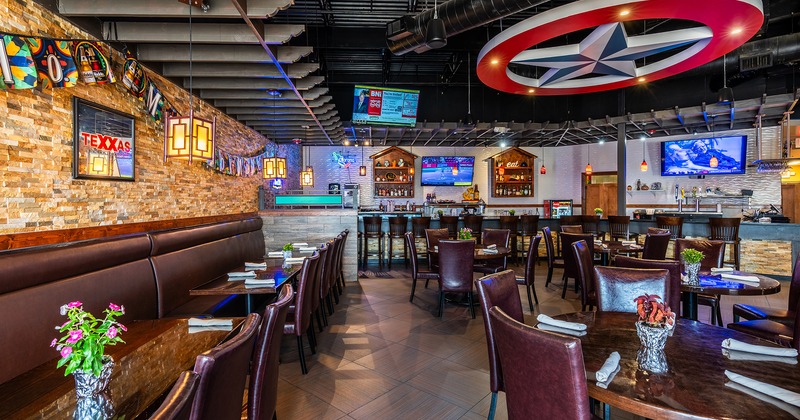 Interior, dining area with set tables