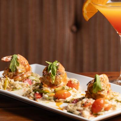 A closeup on the Stuffed Shrimp.