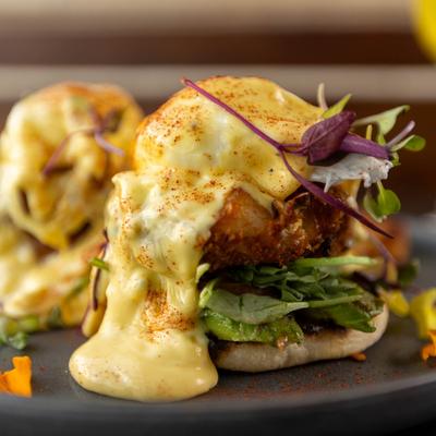 Crab cake Benedict.