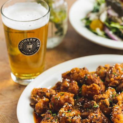 Tofu Bowl and a beer