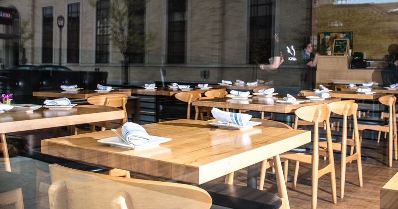 Interior, tables ready for guests