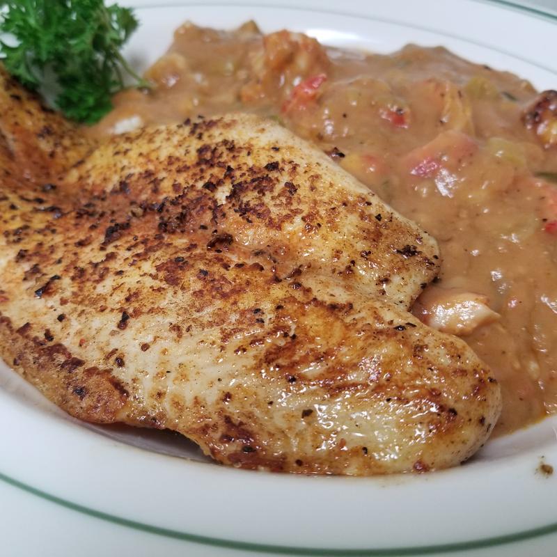Grilled Catfish with Shrimp & Crawfish Etouffee Over Rice photo