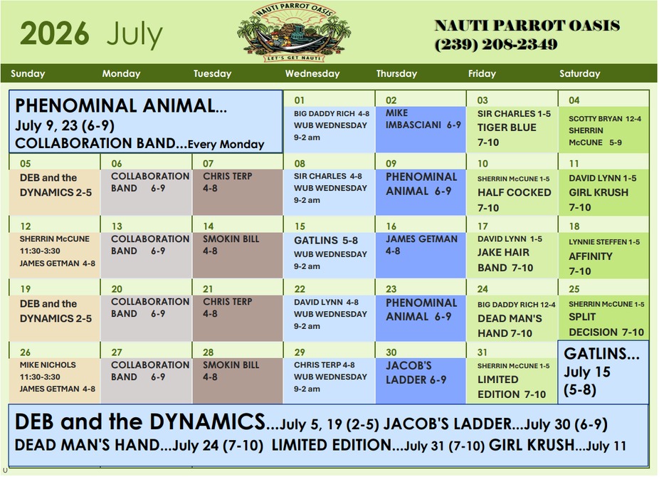 Oasis Events Calendar