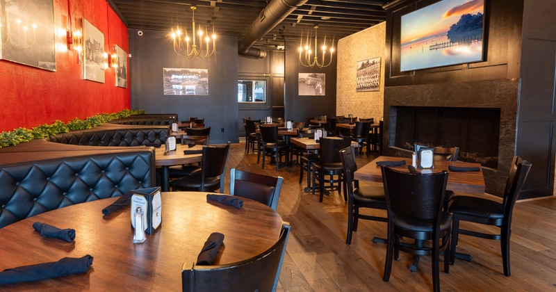 Interior, dining area with tables and chairs